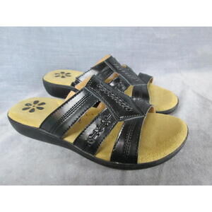 Dr Scholls Womens Size 6 Comfortable Black Slip On Sandals Gel Pac Insoles